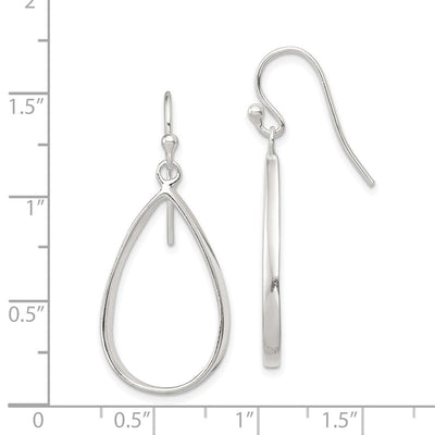 Sterling Silver Polished Teardrop Dangle Earrings, 40 x 19mm