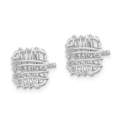 Sterling Silver Rhodium-plated Polished Square Post Earrings, 10 x 10mm