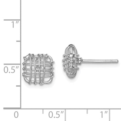 Sterling Silver Rhodium-plated Polished Square Post Earrings, 10 x 10mm