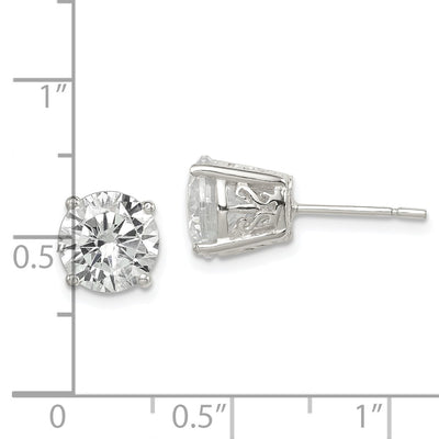 Sterling Silver Polished Round CZ Swirl Basket Set Stud Earrings