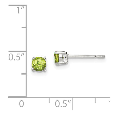 Sterling Silver Polished Round Light Green CZ Stud Earrings