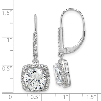Sterling Silver Rhodium-plated Polished CZ Dangle Earrings, 33 x 12mm