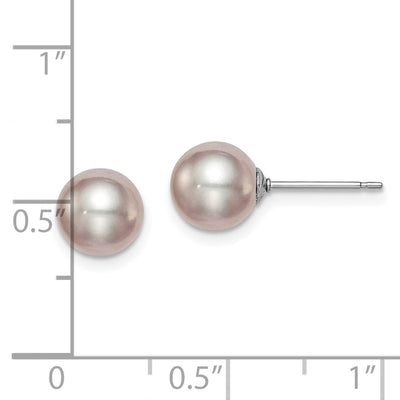 Sterling Silver Rhodium-plated Purple Round Freshwater Cultured Pearl Post Earring