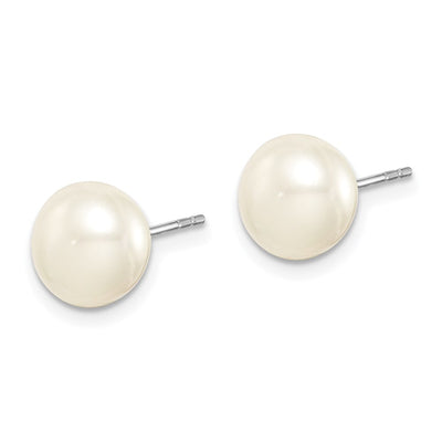 Sterling Silver Rhodium-plated Pink, White, Purple, Grey and Black Button Freshwater Cultured Pearl Set of 5 Post Earrings