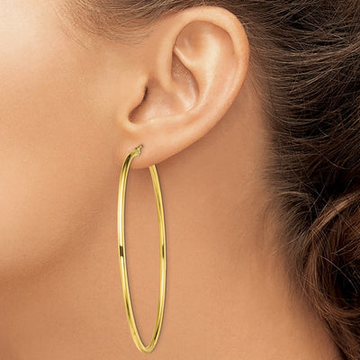 Sterling Silver Gold-Tone Polished Hoop Earrings, 65 x 2mm