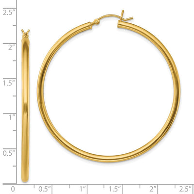 Sterling Silver Gold-Tone Polished Hoop Earrings, 50 x 2.5mm