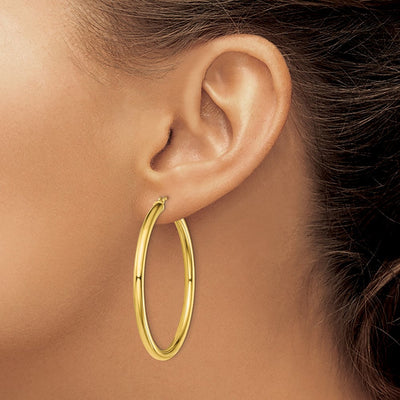Sterling Silver Gold-Tone Polished Hoop Earrings, 45 x 3mm