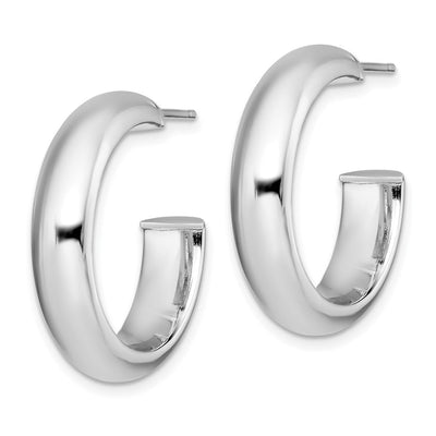 Sterling Silver Rhodium-plated Polished Post Hoops, 25.25 x 6mm