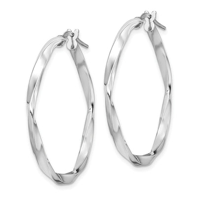 Sterling Silver Rhodium-plated Polished Twisted Hoop Earrings, 30 x 2.5mm