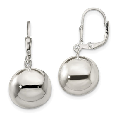 Sterling Silver Ball Dangle Leverback Earrings