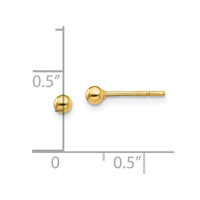 Sterling Silver Gold-Tone Polished Ball Post Earrings, 3 x 3mm