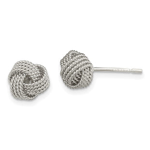 Sterling Silver Rhodium-plated Textured Love Knot Post Earrings (Style QE13417)