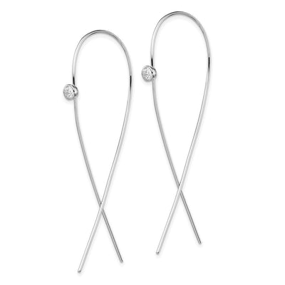 Sterling Silver Rhodium-plated Polished CZ Threader Earrings, 66.93 x 4mm