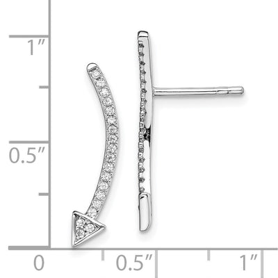 Sterling Silver Rhodium-plated Polished CZ Arrow Ear Climber Post Earrings