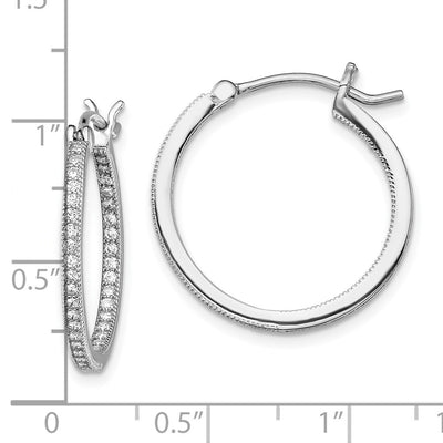 Sterling Silver Rhodium-plated Micro Pavé CZ In/Out Hoops
