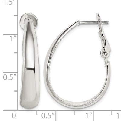 Sterling Silver Polished Omega Back Hoop Earrings, 30.45 x 23.5mm