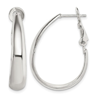Sterling Silver Polished Omega Back Hoop Earrings, 30.45 x 23.5mm