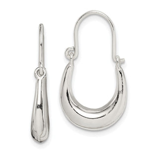 Sterling Silver Polished & Tapered Oval Hoop Earrings (Style QE14153)