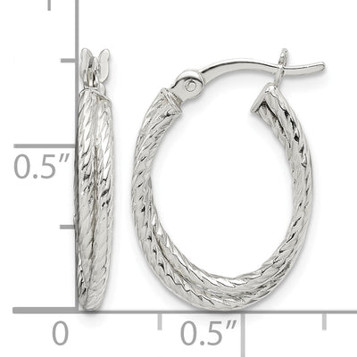 Sterling Silver Twisted and Textured Hoop Earrings, 20.25 x 14.65mm