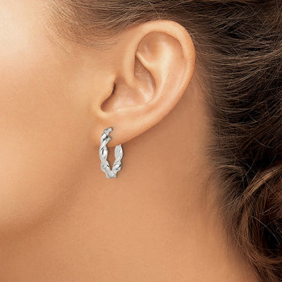 Sterling Silver Twisted and Textured Hoop Earrings, 20.6 x 20.1mm