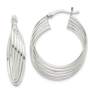 Sterling Silver Polished Twisted Multi-tube Round Hoop Earrings (Style QE14176)