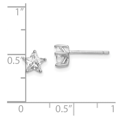 Sterling Silver Rhodium-plated CZ Star Stud Earrings