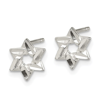 Sterling Silver Star Earrings, 7.4 x 7.4mm