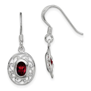 Sterling Silver Rhodium-plated Fancy Garnet Earrings (Style QE1453)
