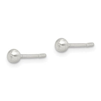 Sterling Silver Brushed Ball Post Earrings
