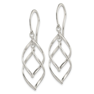 Sterling Silver Polished Fancy Twisted Dangle Earrings, 44.5 x 14mm