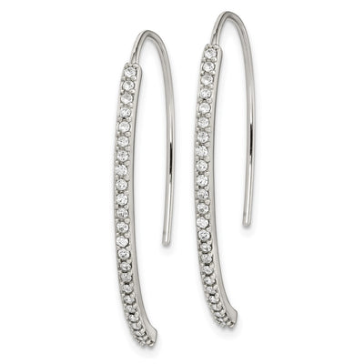 Sterling Silver Rhodium-plated Crystal Threader Dangle Earrings