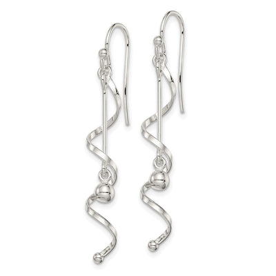 Sterling Silver Polished Twisted Dangle Earrings, 45 x 6mm