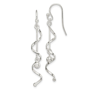 Sterling Silver Polished Twisted Dangle Earrings (Style QE14792)