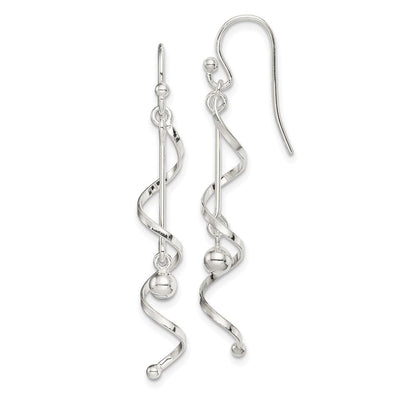 Sterling Silver Polished Twisted Dangle Earrings, 45 x 6mm