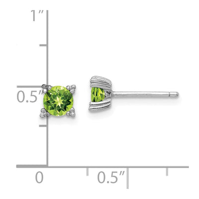 Sterling Silver Rhodium-plated Round Peridot Post Earrings, 5.5 x 5.5mm