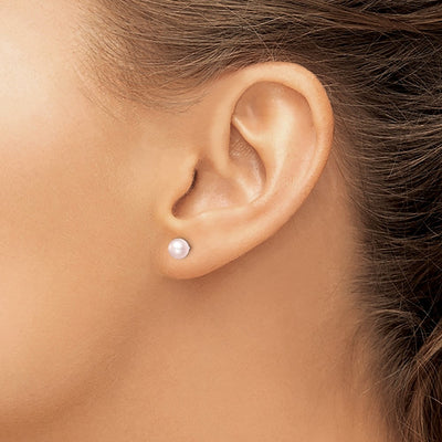 Sterling Silver Madi K Rhodium-plated Pink Round Freshwater Cultured Pearl Post Earrings