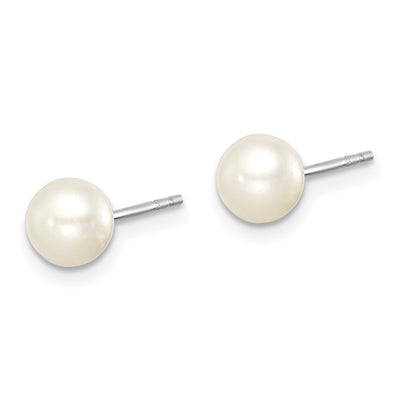 Sterling Silver Madi K Rhodium-plated White Round Freshwater Cultured Pearl Post Earrings