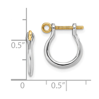 De-Ani Sterling Silver Rhodium-plated Polished 3D Small Shackle with 14K Screw Earrings