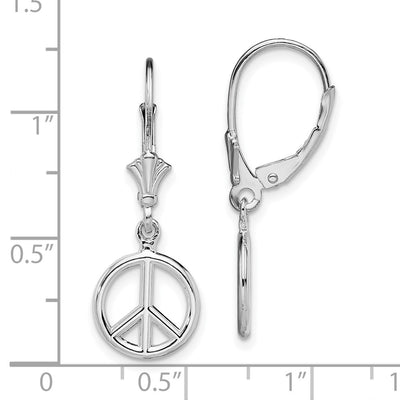 De-Ani Sterling Silver Rhodium-Plated 3D Peace Symbol Leverback Earrings