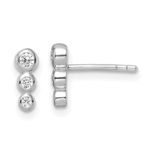 Sterling Silver RH Polished CZ Post Earrings (Style QE15716)