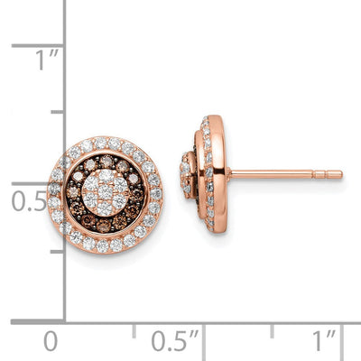 Sterling Silver Rose-tone Black Rhodium-plated CZ Fancy Post Earrings, 11 x 11mm