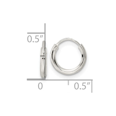 Sterling Silver Polished Endless Tube Hoop Earrings