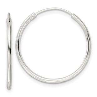Sterling Silver Diamond-cut 1. Endless Tube Hoop Earrings (Style QE15815)