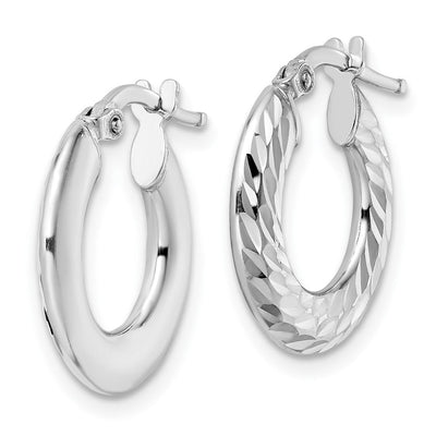 Sterling Silver Rhodium-plated D/C Knife-edge Tube Hoop Earrings, 18 x 2mm