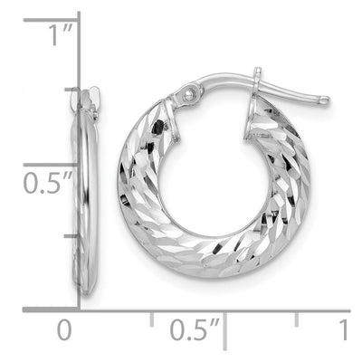 Sterling Silver Rhodium-plated D/C Knife-edge Tube Hoop Earrings, 18 x 2mm