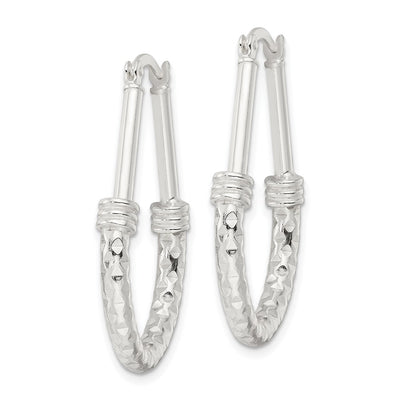 Sterling Silver Polished Fancy Oval Hoop Earrings
