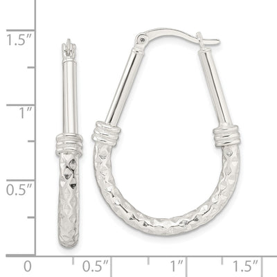 Sterling Silver Polished Fancy Oval Hoop Earrings