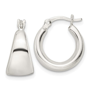 Sterling Silver Polished Tapered Round Hoop Earrings (Style QE15937)