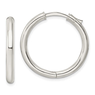 Sterling Silver Polished Hinged Tube Hoop Earrings (Style QE15945)