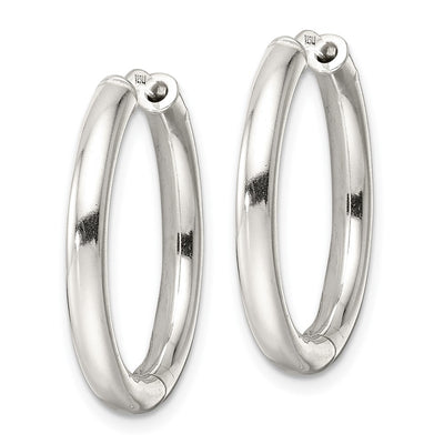 Sterling Silver Polished Hinged Tube Hoop Earrings, 25 x 3mm